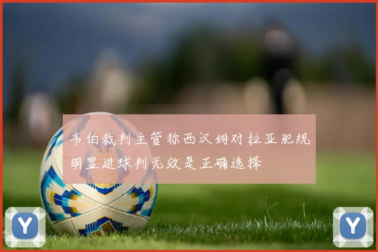 韦伯裁判主管称西汉姆对拉亚犯规明显进球判无效是正确选择